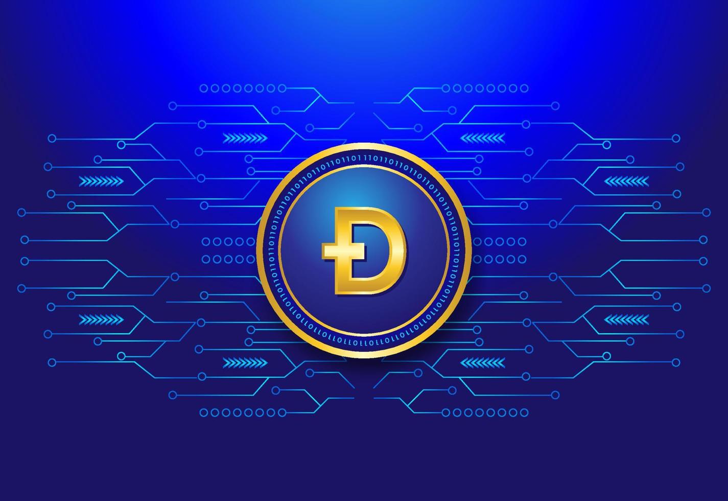 doge coin cryptocurrency symbol on network background vector
