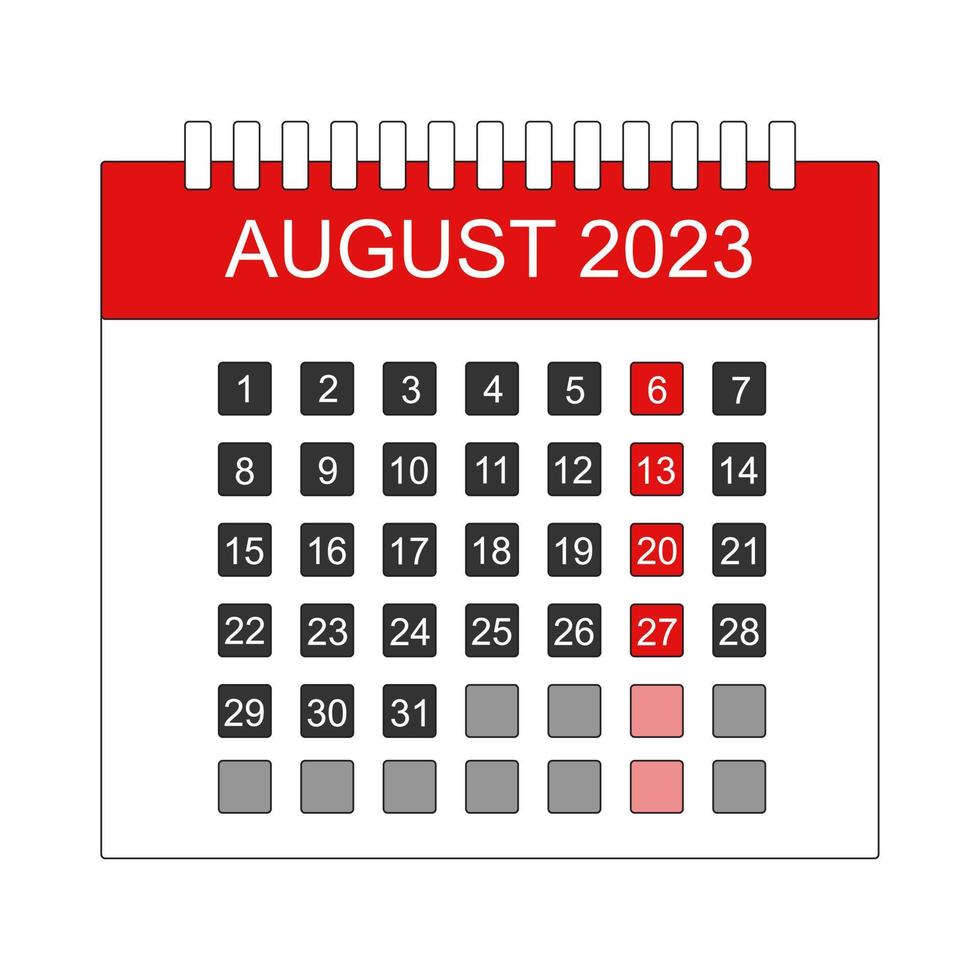 MONTH AUGUST DAY 2023 ICON vector