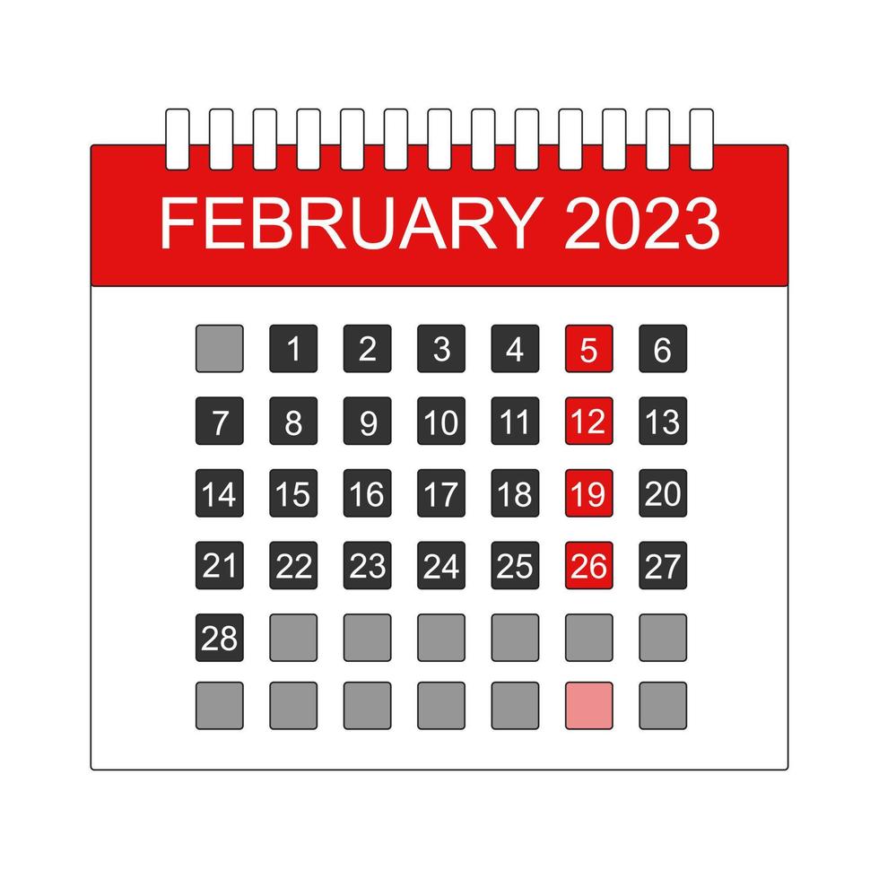 mes febrero día 2023 icono vector