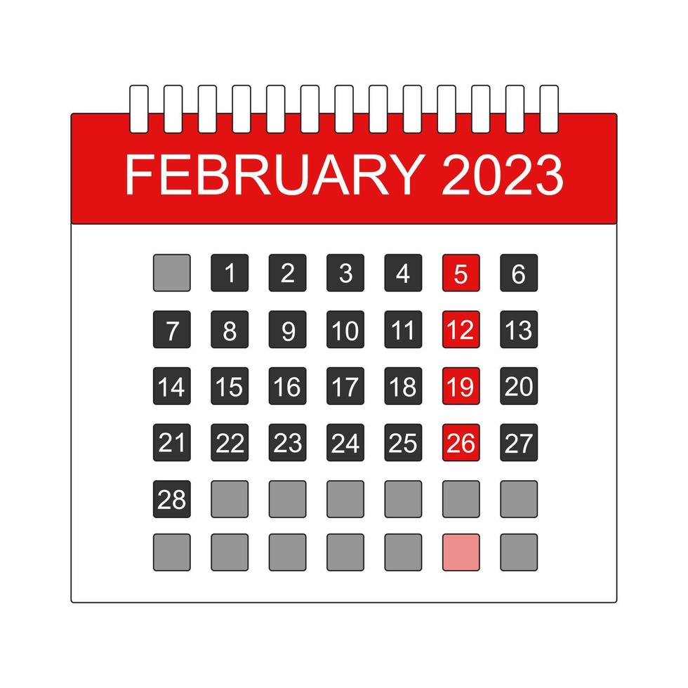 MONTH FEBRUARY DAY 2023 ICON vector
