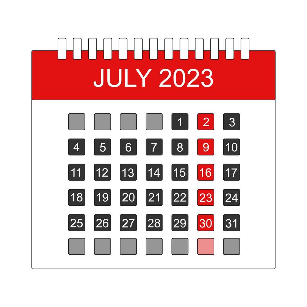 MONTH JULY DAY 2023 ICON vector