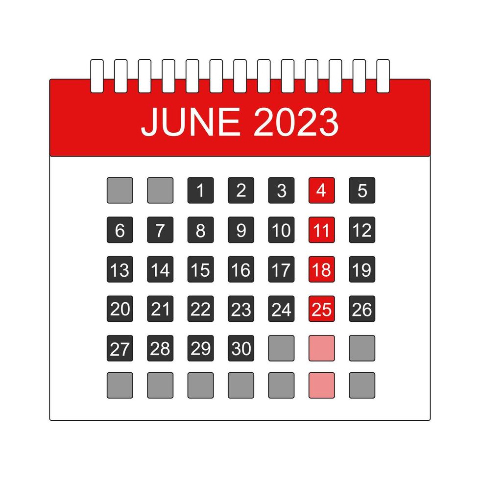 MONTH JUNE DAY 2023 ICON vector