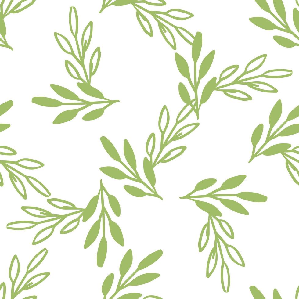 Vector Seamless pattern leaves green white color, Botanical Floral Decoration Texture. Wallpaper Background