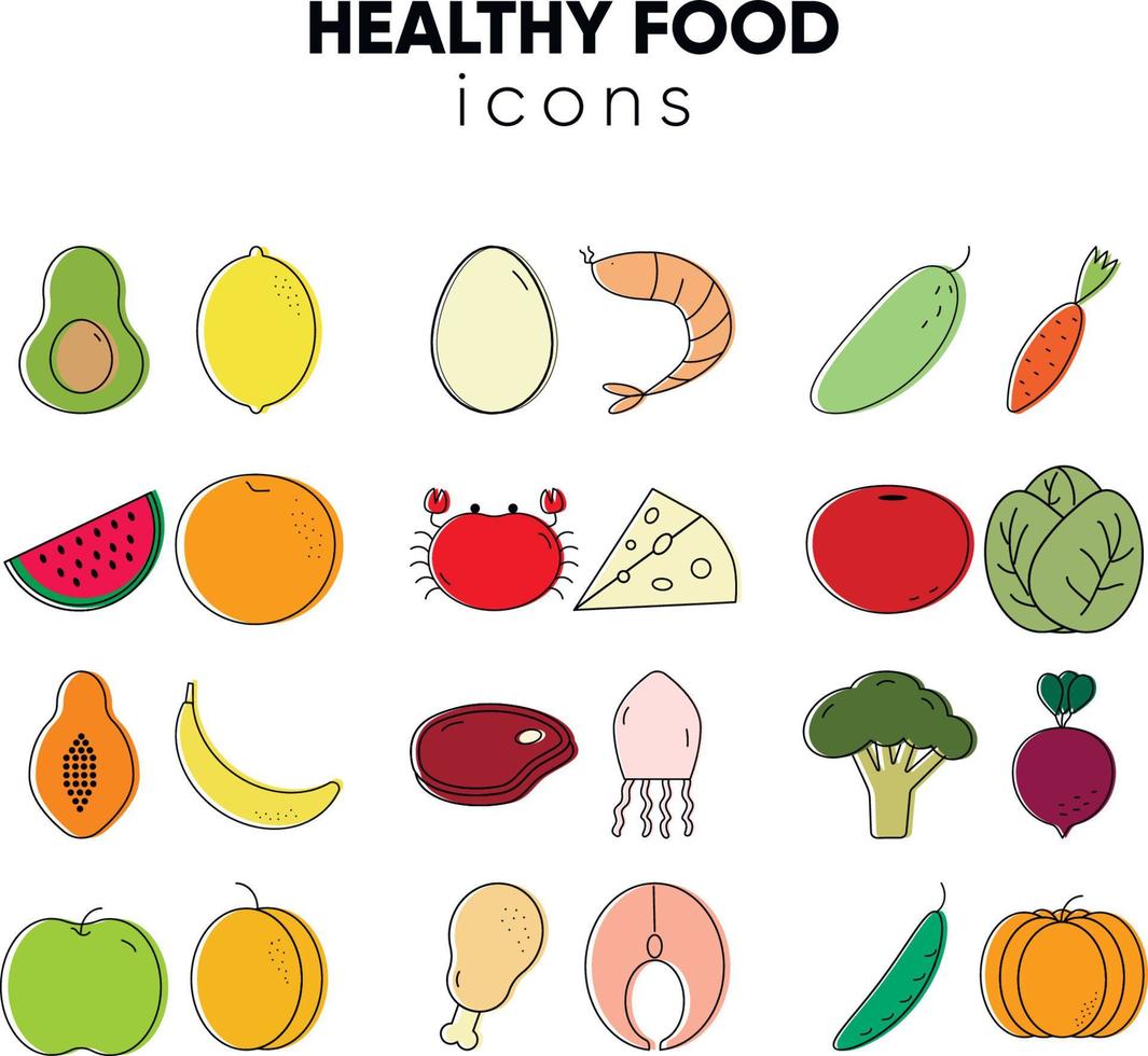 Healthy food icons vector