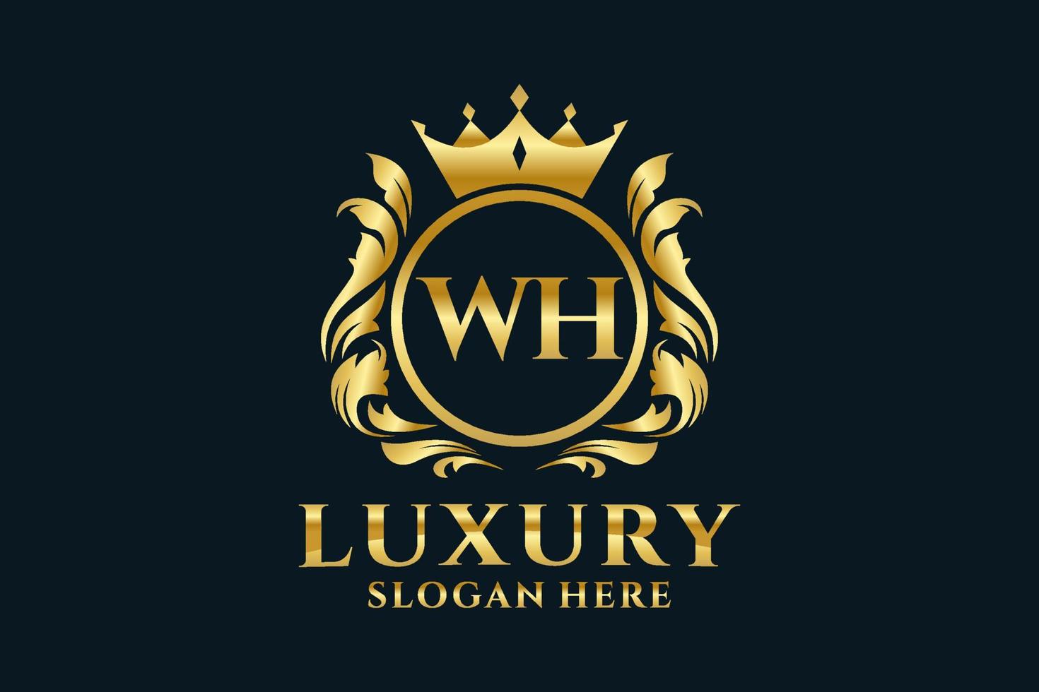 Initial WH Letter Royal Luxury Logo template in vector art for luxurious branding projects and other vector illustration.