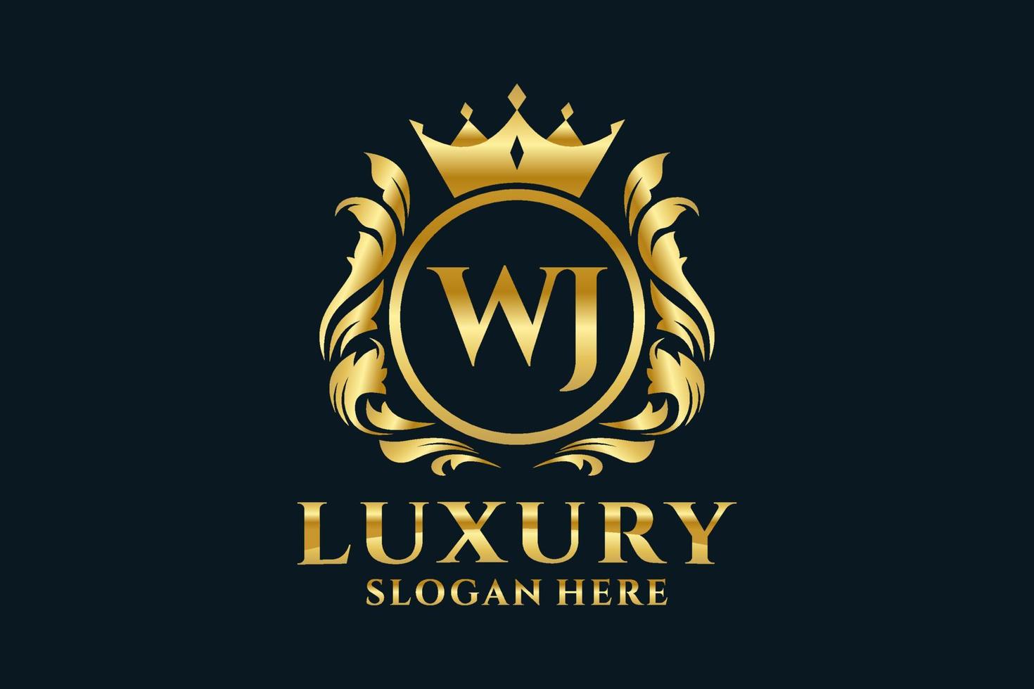Initial WJ Letter Royal Luxury Logo template in vector art for luxurious branding projects and other vector illustration.
