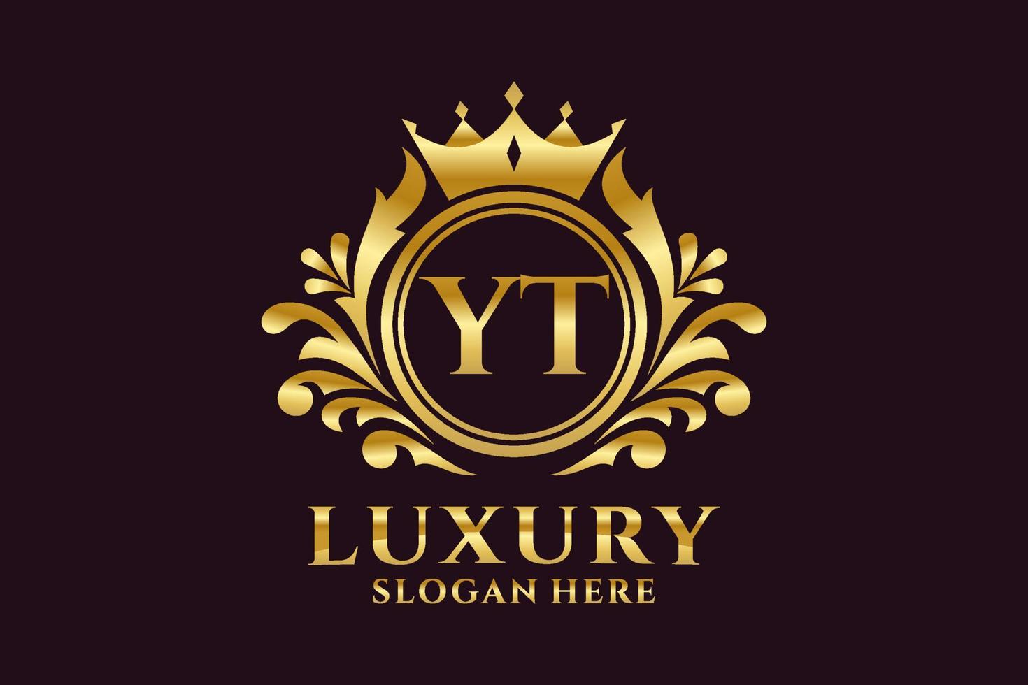 Initial YT Letter Royal Luxury Logo template in vector art for luxurious branding projects and other vector illustration.