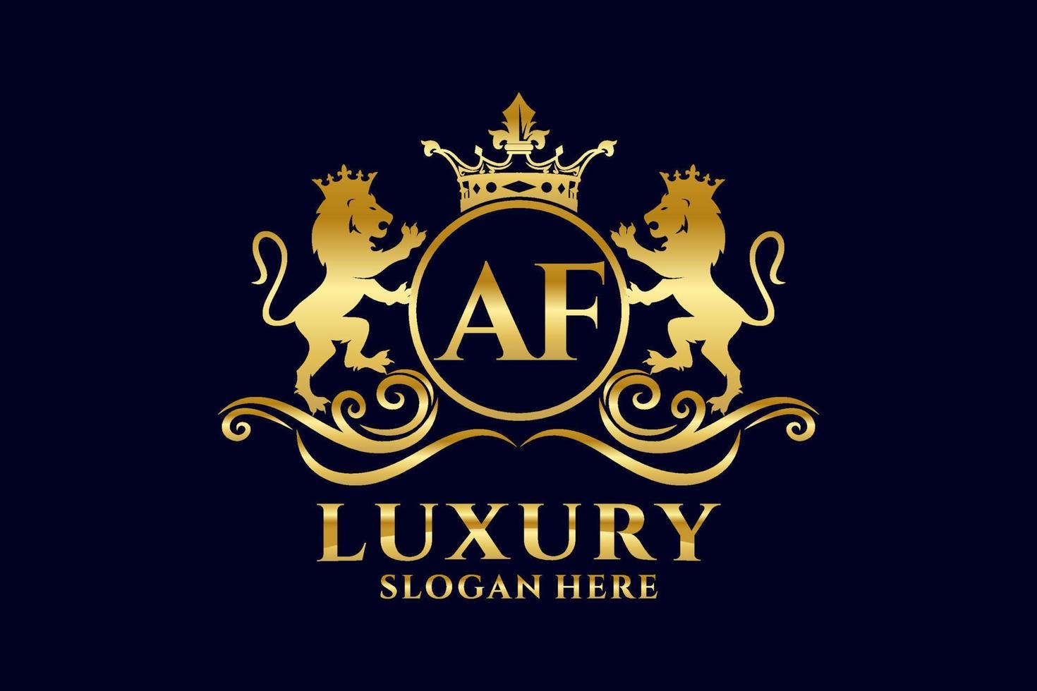 Initial AF Letter Lion Royal Luxury Logo template in vector art for luxurious branding projects and other vector illustration.