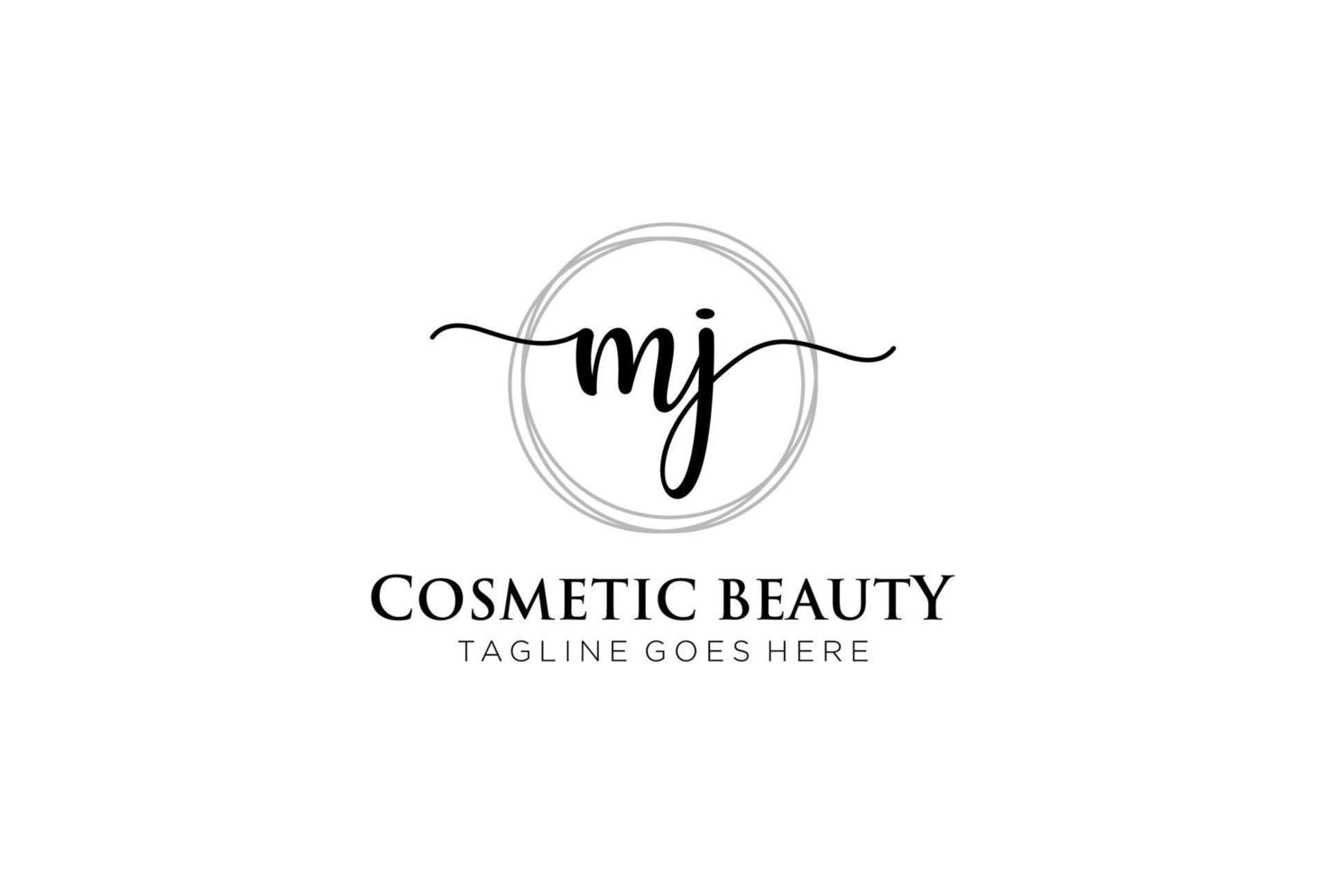 initial MJ Feminine logo beauty monogram and elegant logo design, handwriting logo of initial signature, wedding, fashion, floral and botanical with creative template. vector