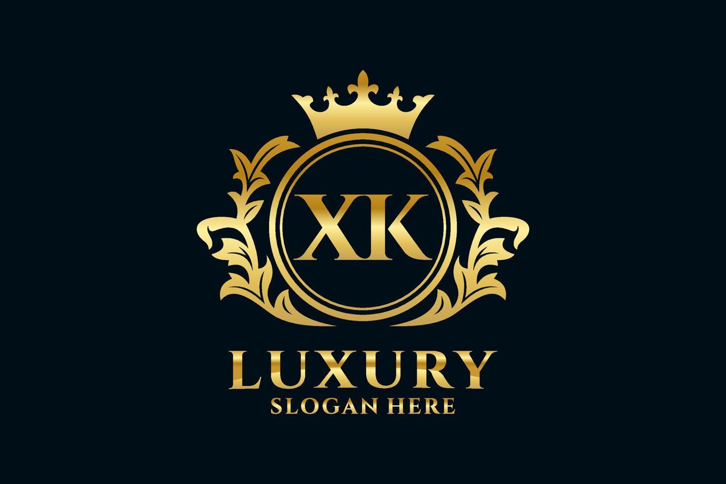 Initial XK Letter Royal Luxury Logo template in vector art for luxurious branding projects and other vector illustration.