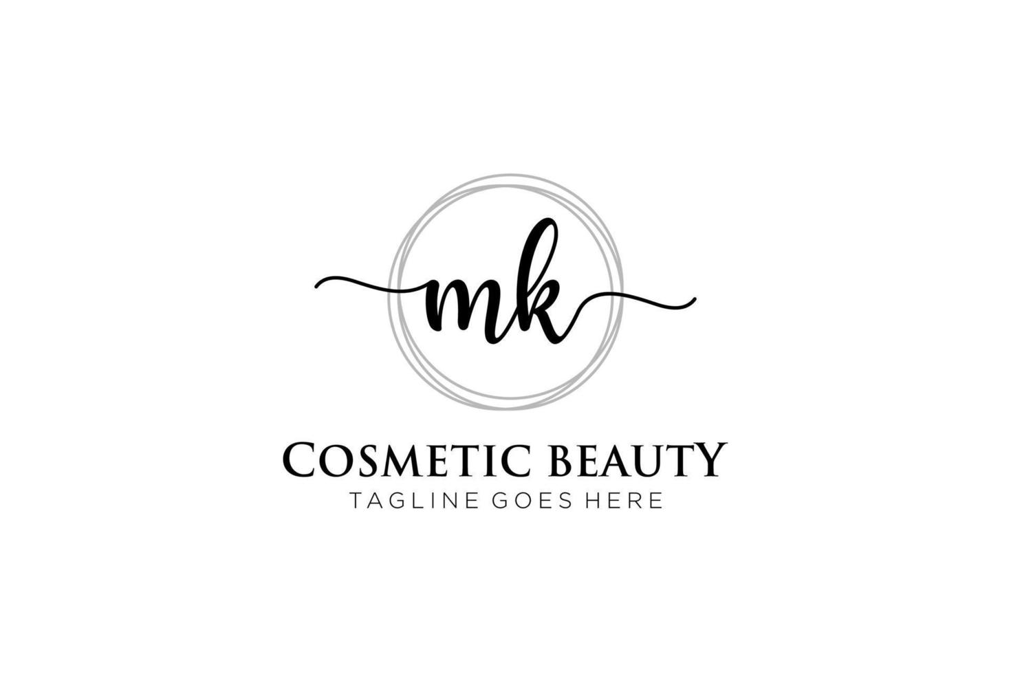 initial MK Feminine logo beauty monogram and elegant logo design, handwriting logo of initial signature, wedding, fashion, floral and botanical with creative template. vector