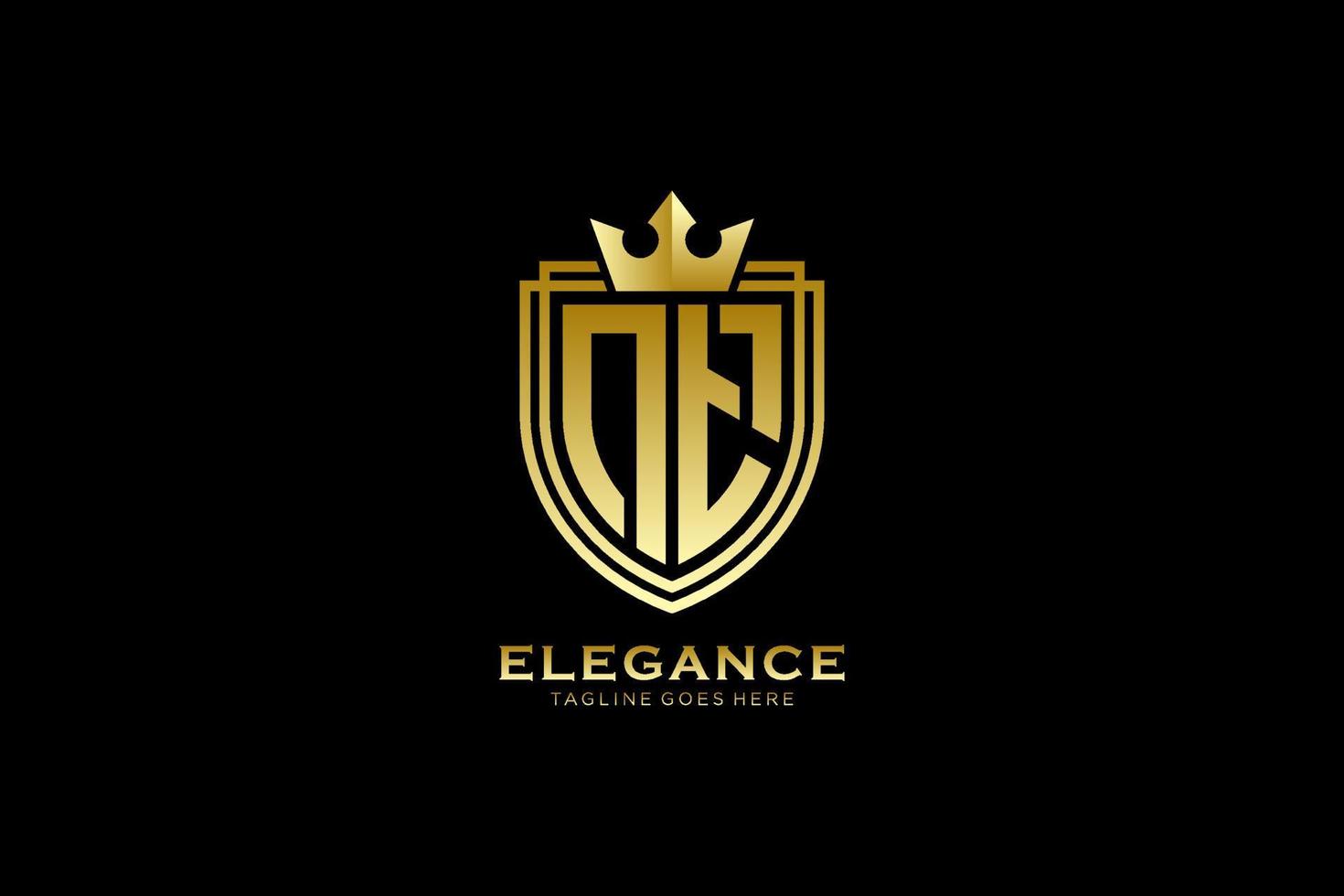 initial NT elegant luxury monogram logo or badge template with scrolls and royal crown - perfect for luxurious branding projects vector
