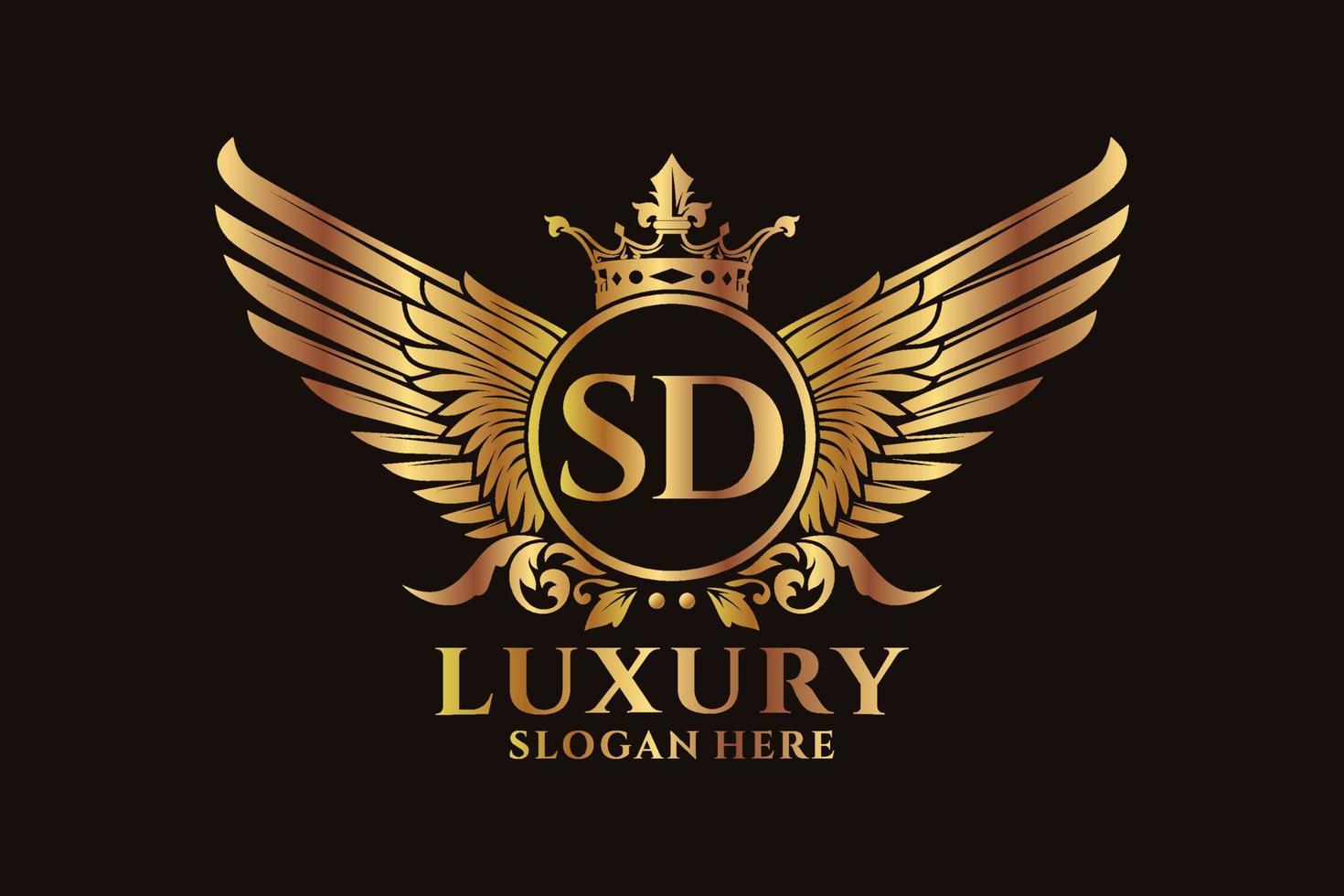 Luxury royal wing Letter SD crest Gold color Logo vector, Victory logo, crest logo, wing logo, vector logo template.