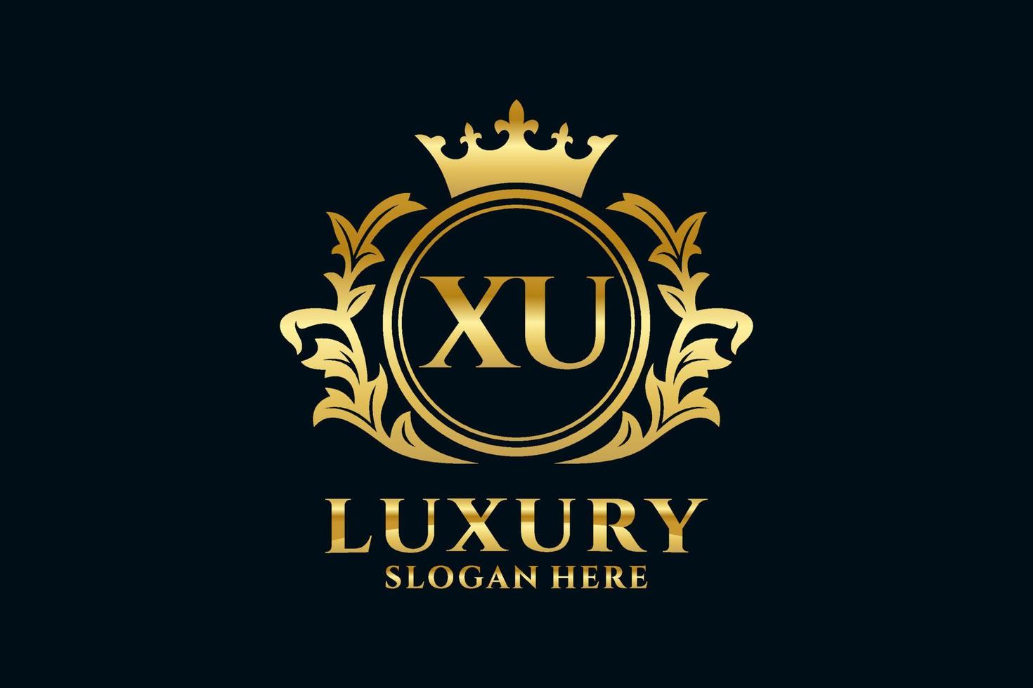 Initial XU Letter Royal Luxury Logo template in vector art for luxurious branding projects and other vector illustration.
