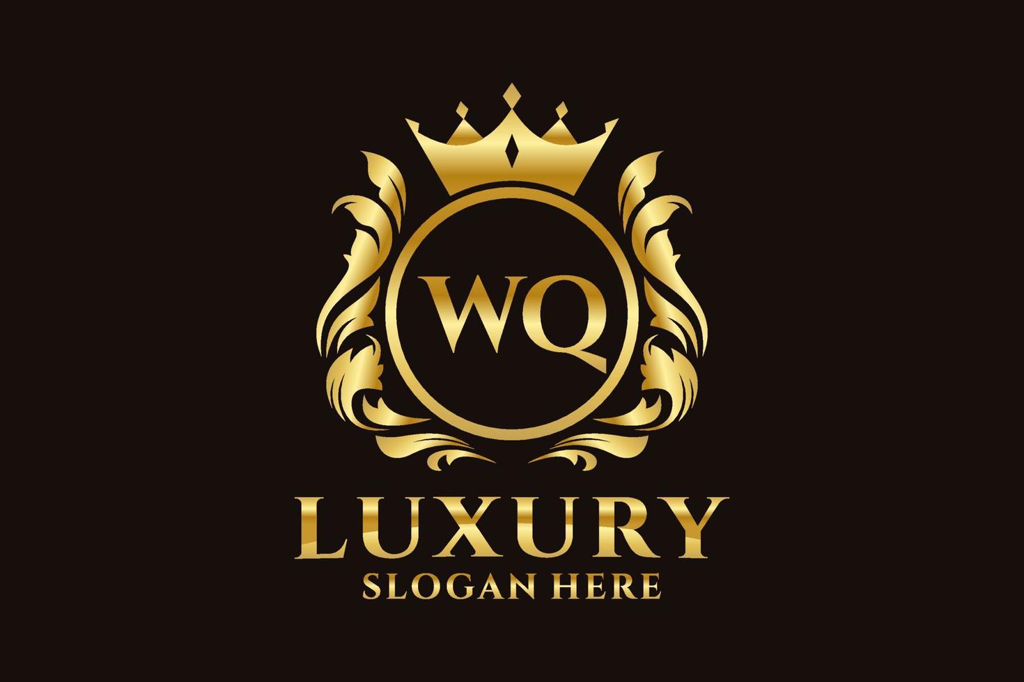 Initial WQ Letter Royal Luxury Logo template in vector art for luxurious branding projects and other vector illustration.