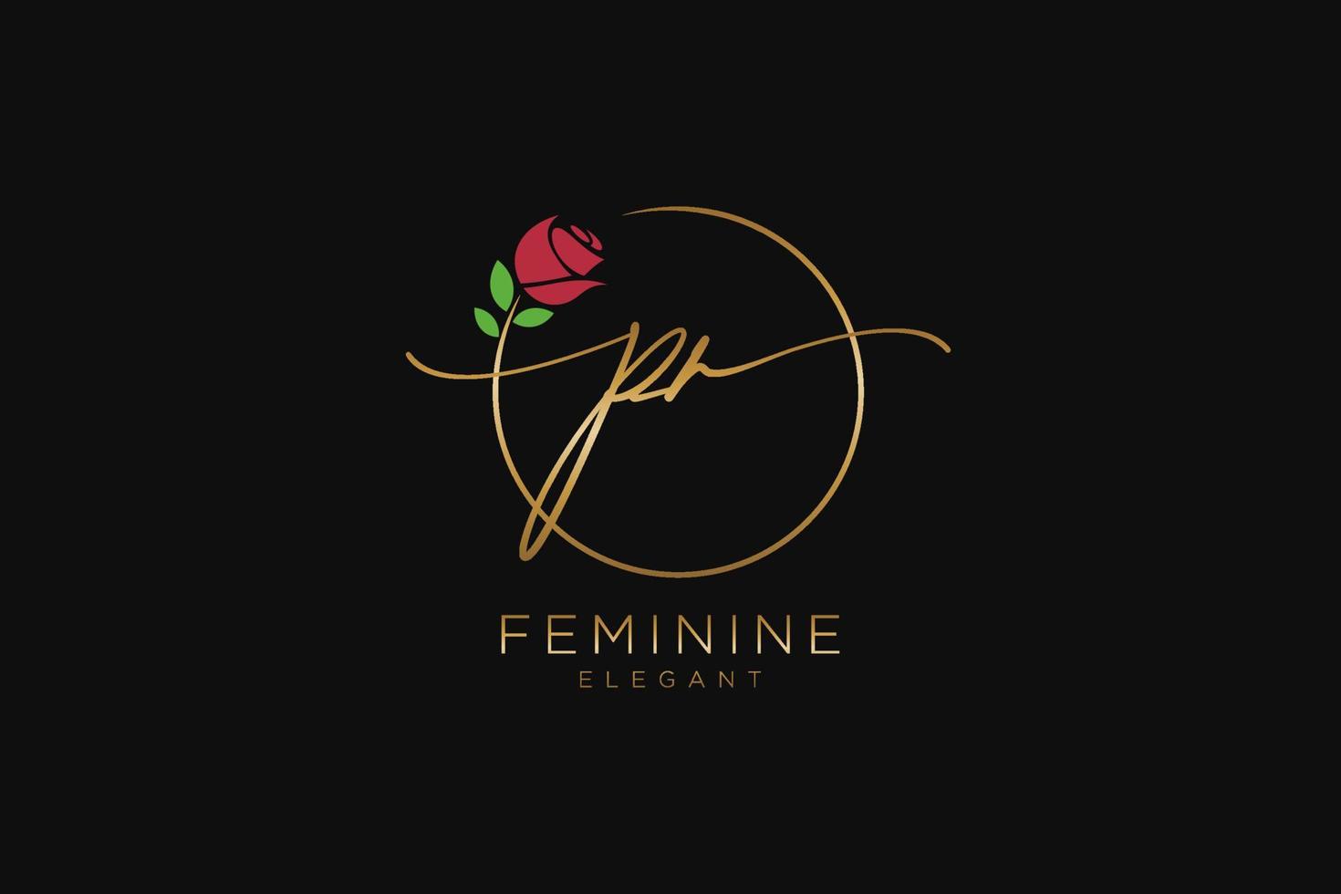 initial PR Feminine logo beauty monogram and elegant logo design, handwriting logo of initial signature, wedding, fashion, floral and botanical with creative template. vector