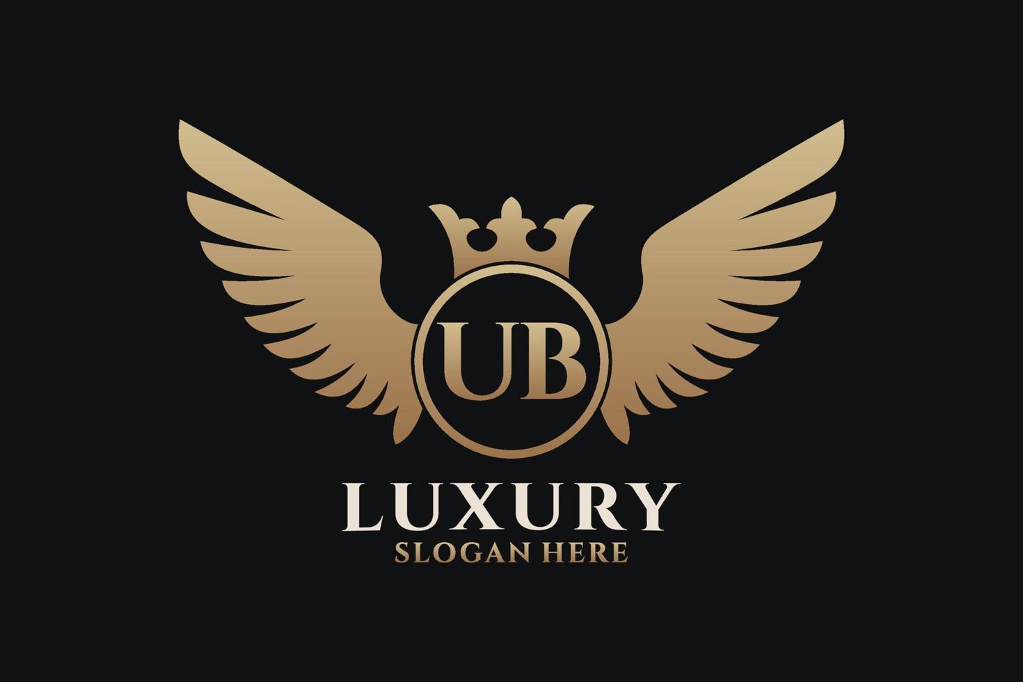 Luxury royal wing Letter UB crest Gold color Logo vector, Victory logo, crest logo, wing logo, vector logo template.