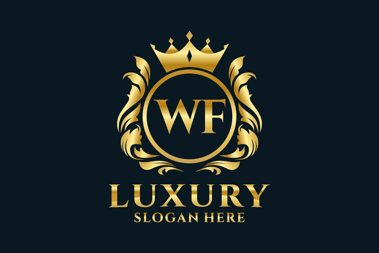 Initial WF Letter Royal Luxury Logo template in vector art for luxurious branding projects and other vector illustration.