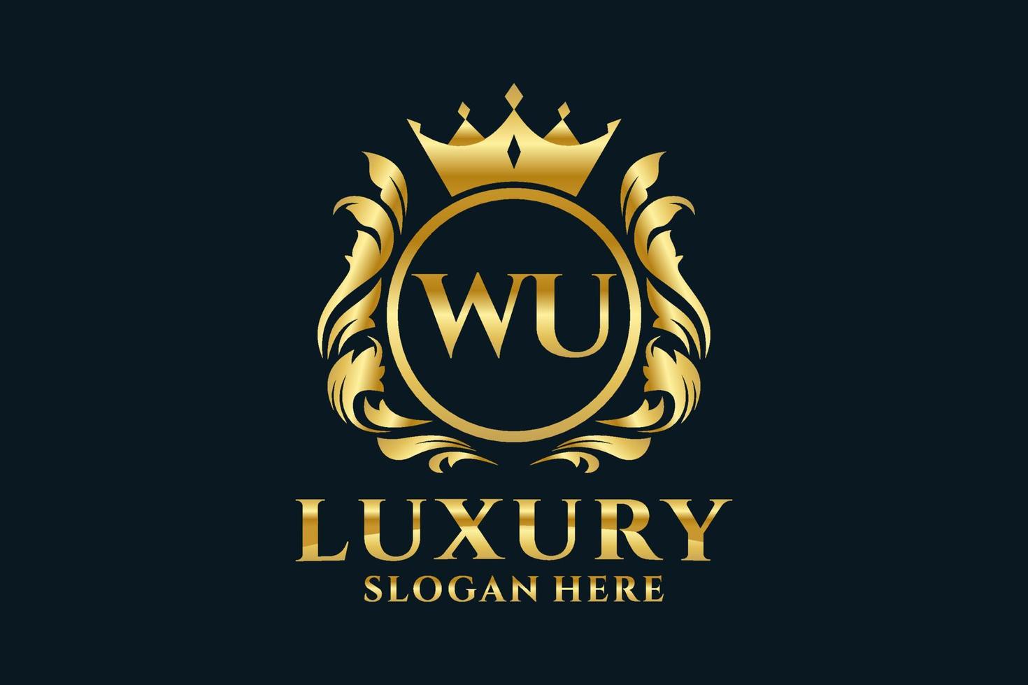 Initial WU Letter Royal Luxury Logo template in vector art for luxurious branding projects and other vector illustration.