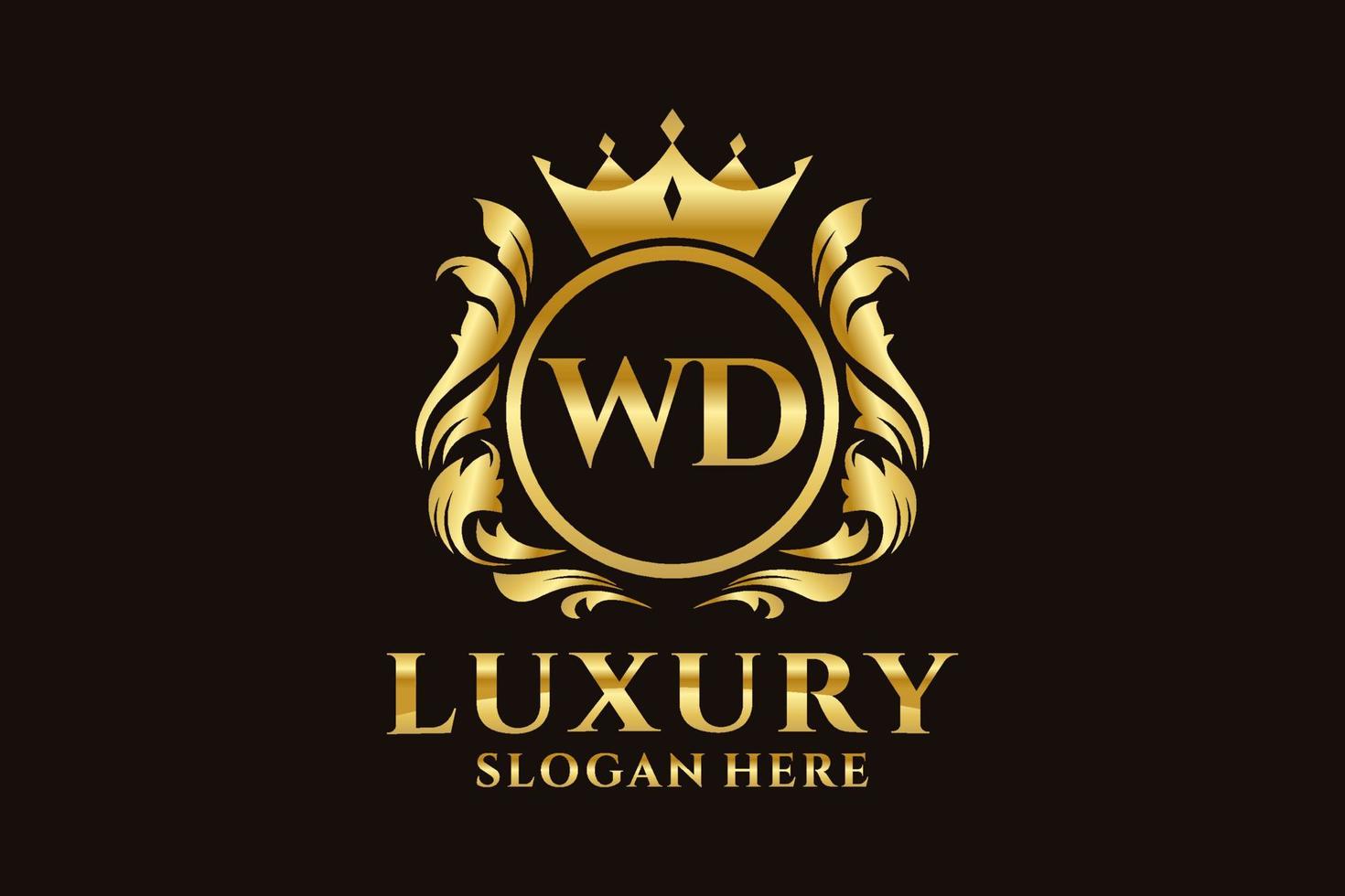 Initial WD Letter Royal Luxury Logo template in vector art for luxurious branding projects and other vector illustration.