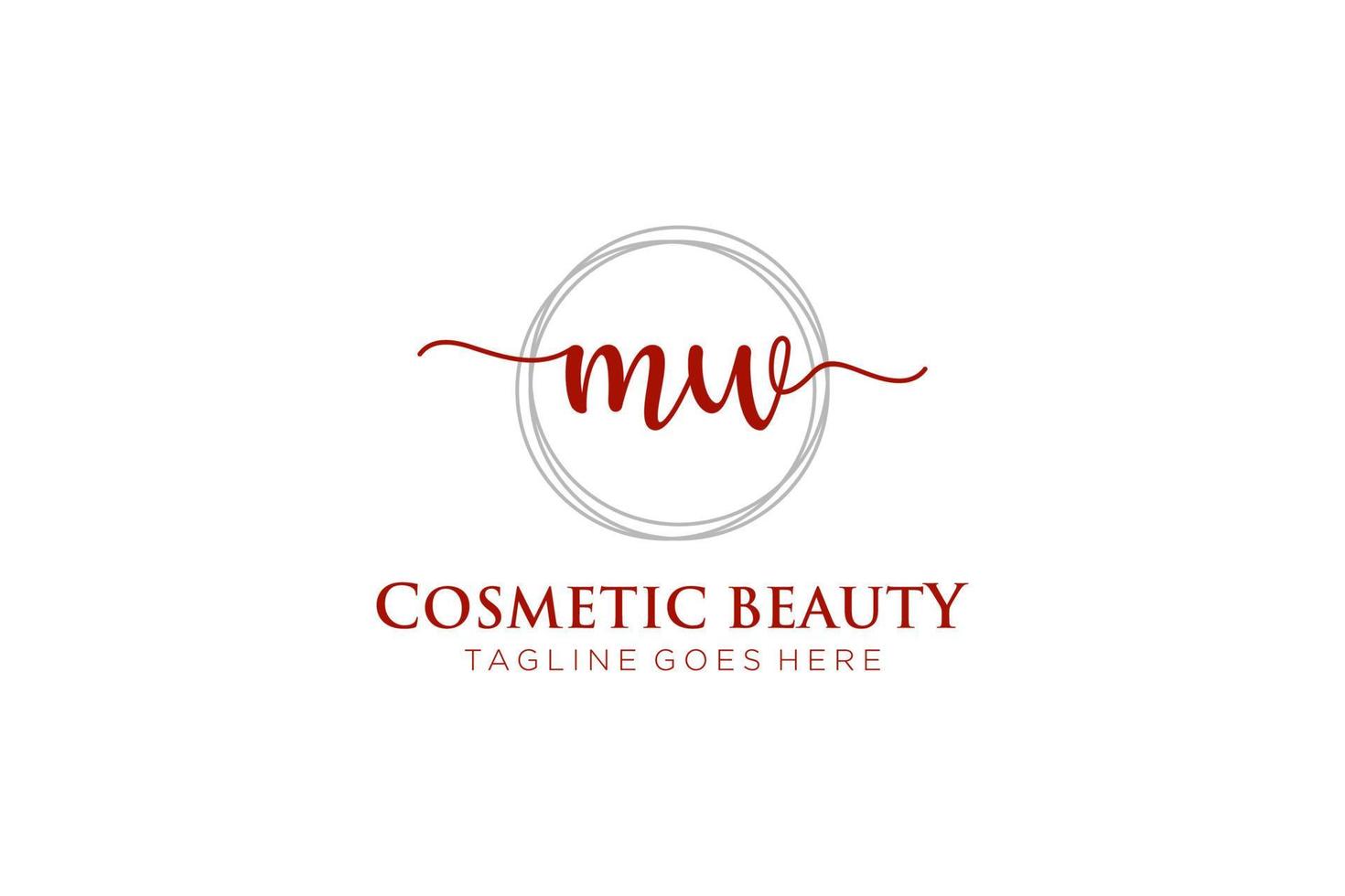 initial MW Feminine logo beauty monogram and elegant logo design, handwriting logo of initial signature, wedding, fashion, floral and botanical with creative template. vector