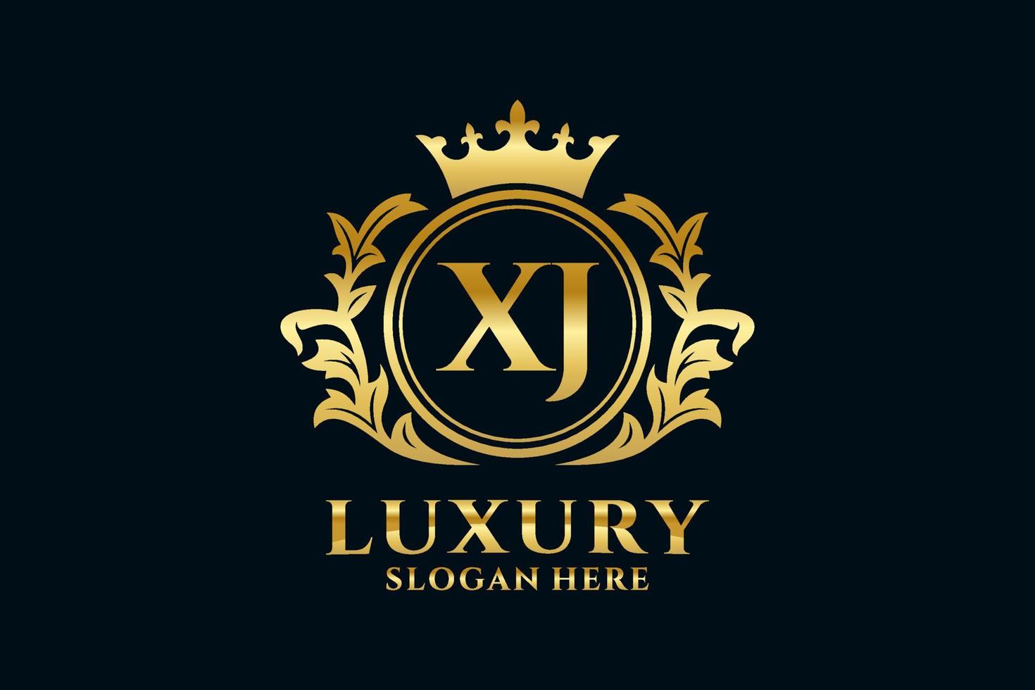Initial XJ Letter Royal Luxury Logo template in vector art for luxurious branding projects and other vector illustration.
