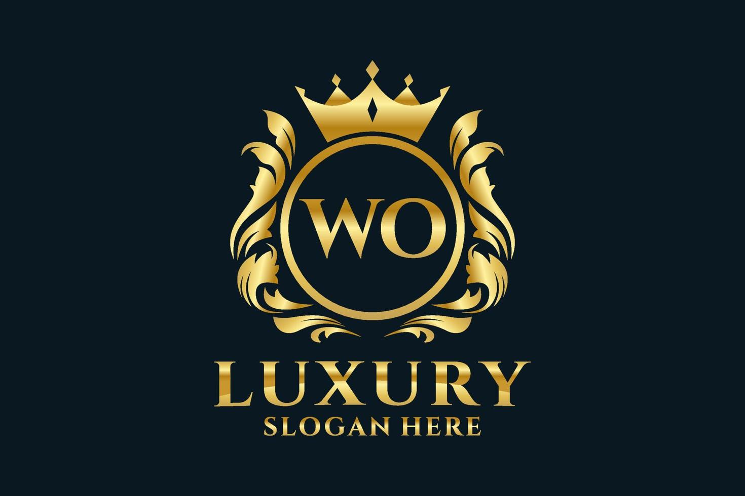 Initial WO Letter Royal Luxury Logo template in vector art for luxurious branding projects and other vector illustration.