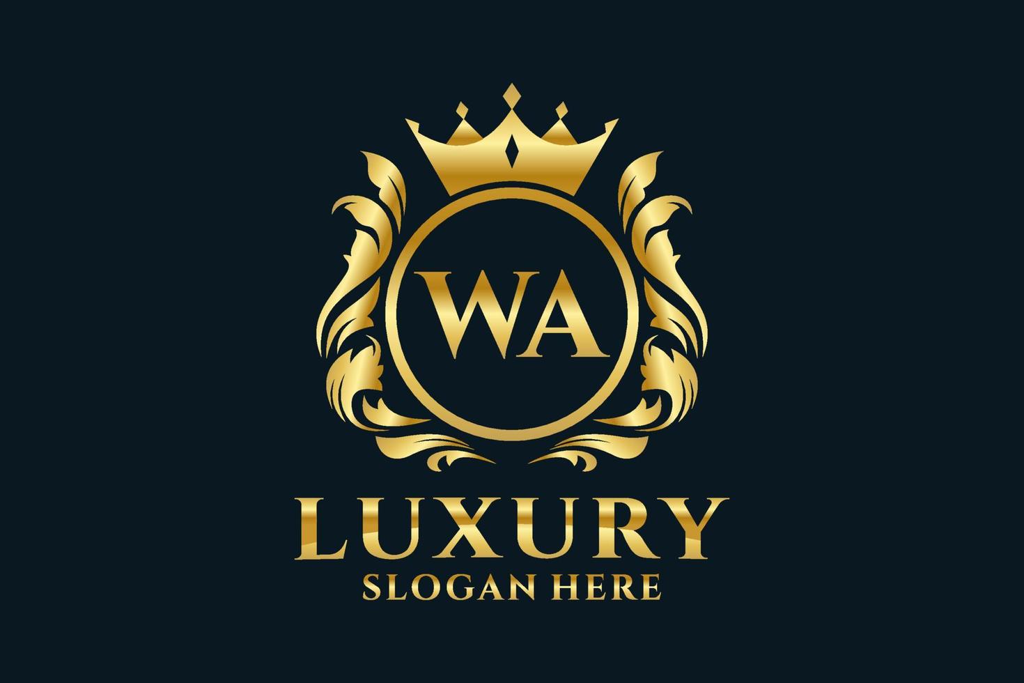 Initial WA Letter Royal Luxury Logo template in vector art for luxurious branding projects and other vector illustration.