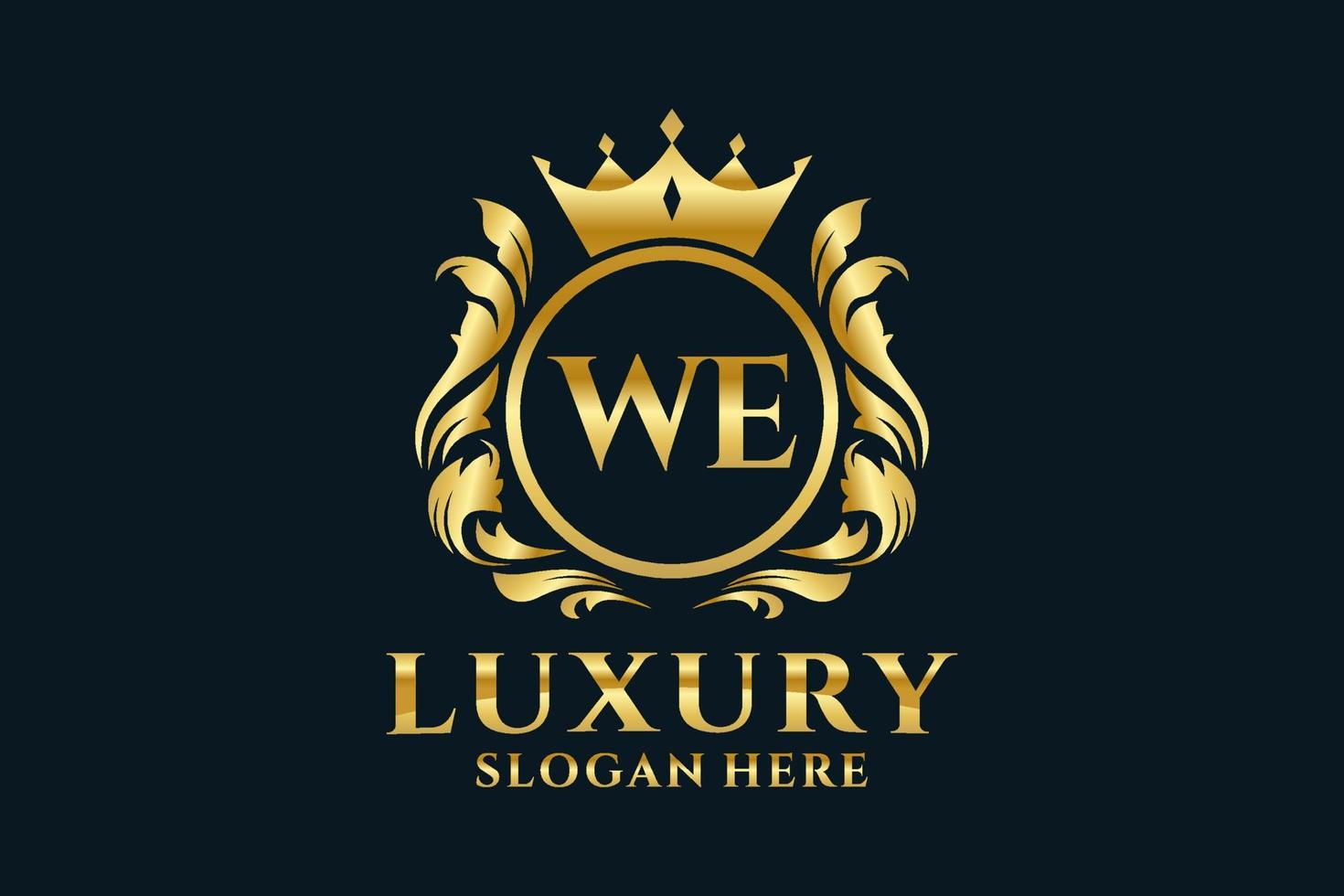 Initial WE Letter Royal Luxury Logo template in vector art for luxurious branding projects and other vector illustration.