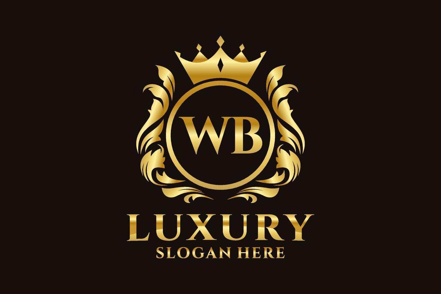 Initial WB Letter Royal Luxury Logo template in vector art for luxurious branding projects and other vector illustration.