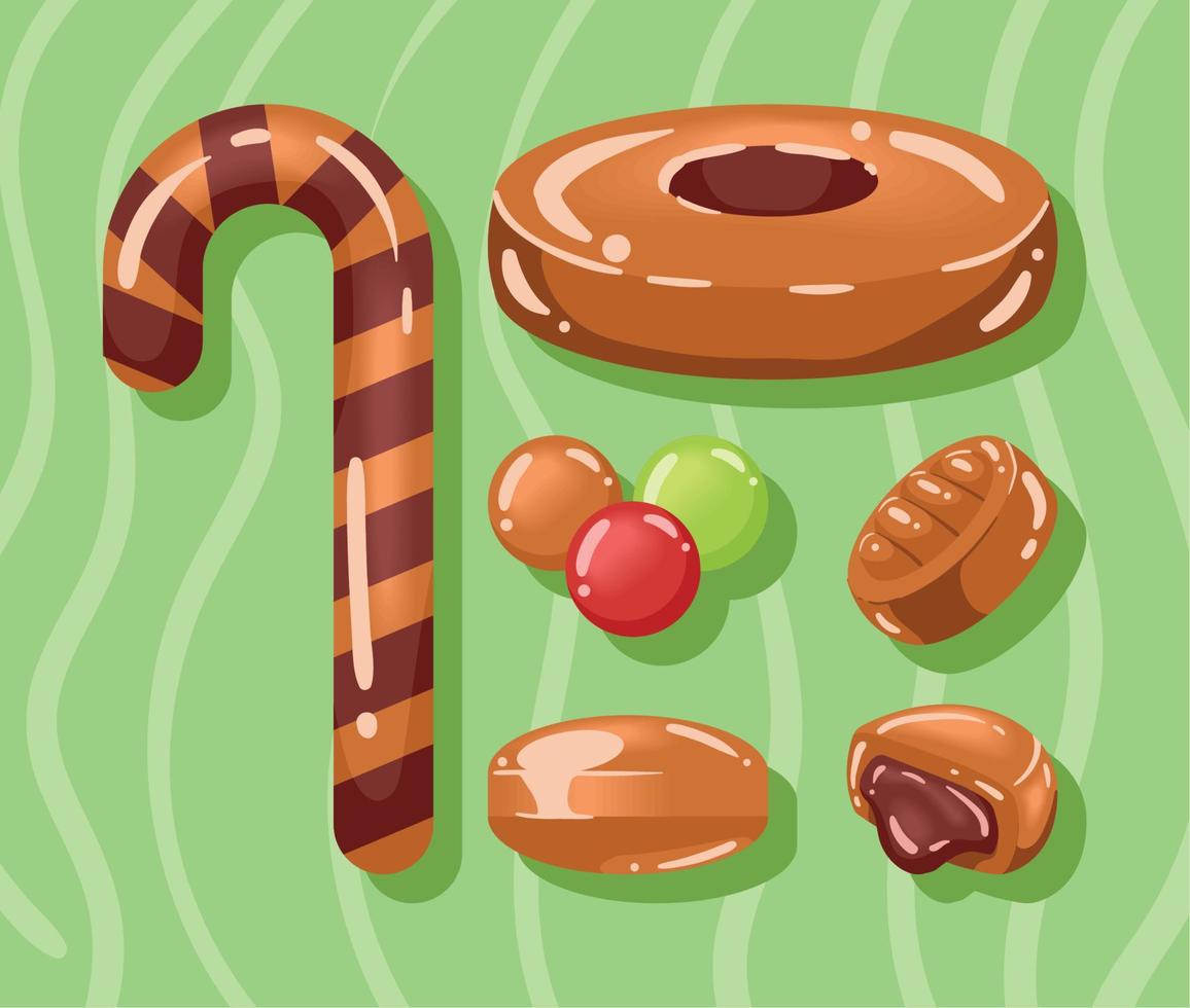 caramel and candies, set vector