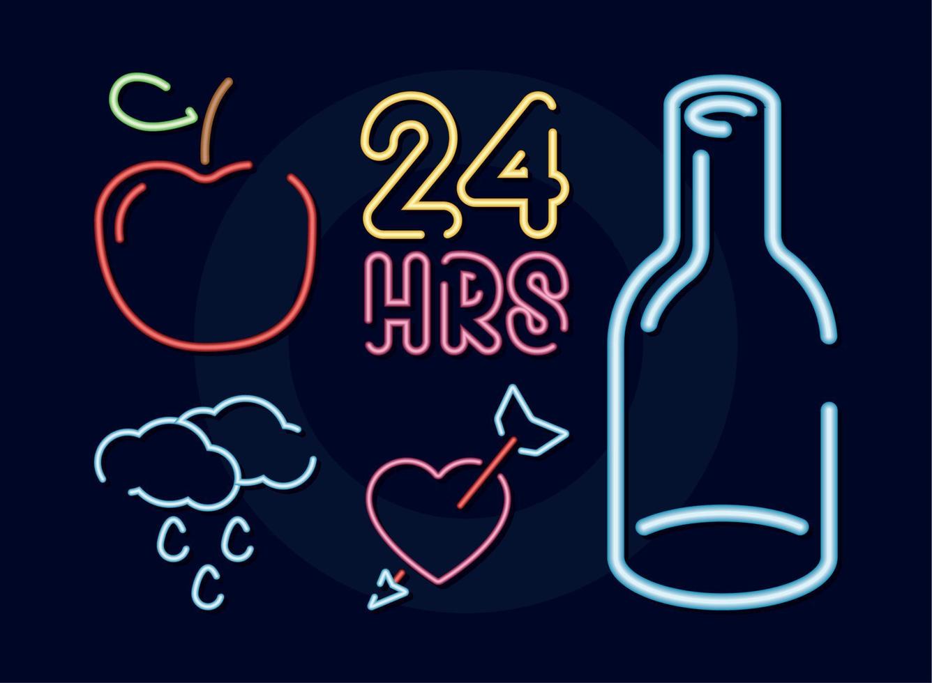 neon different stuffs vector