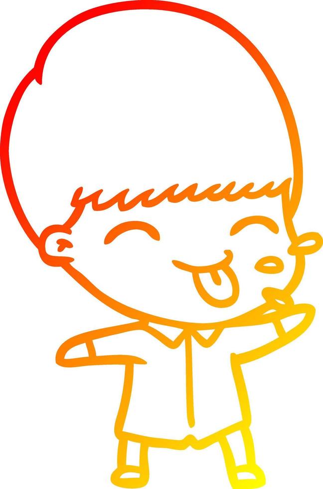 warm gradient line drawing funny cartoon boy vector