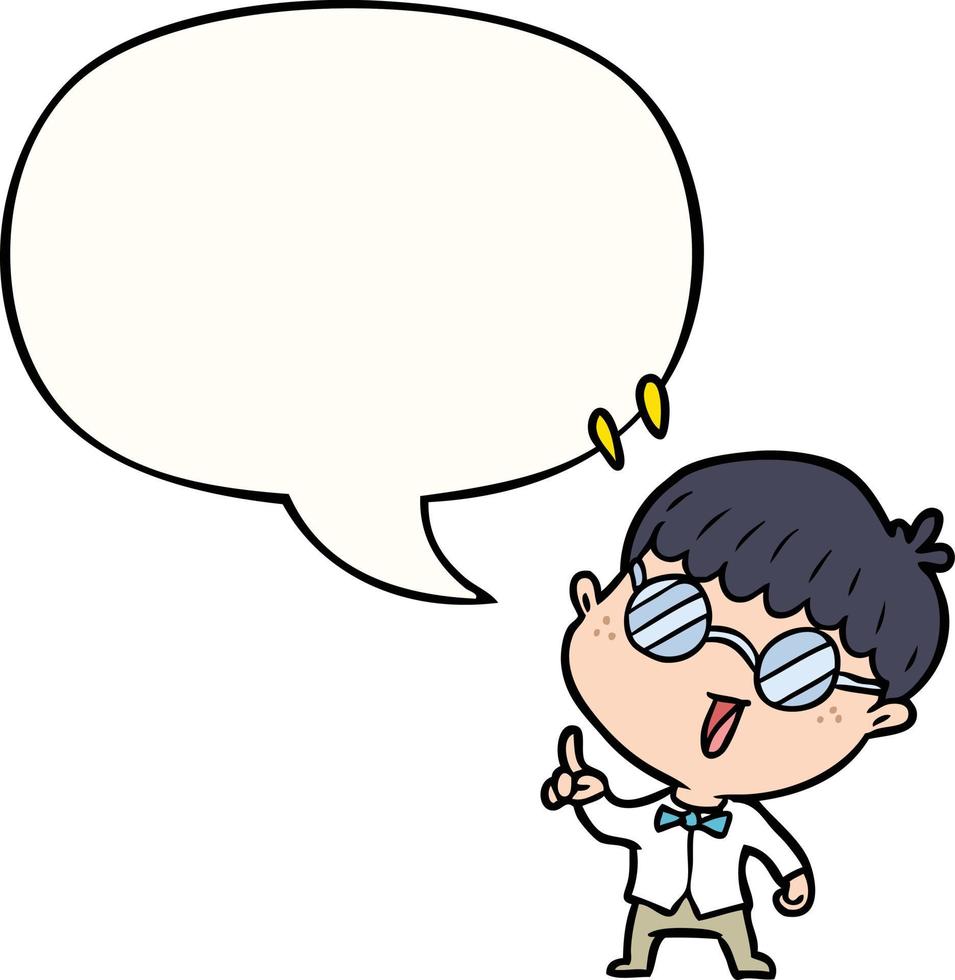 cartoon clever boy and idea and speech bubble vector