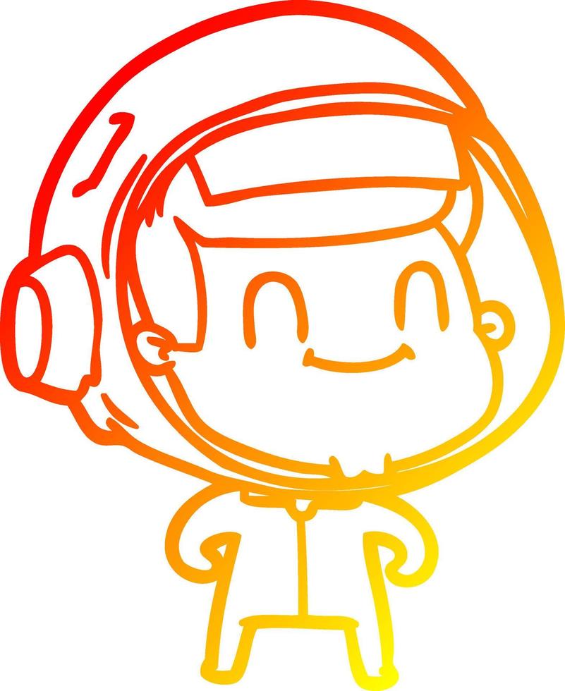 warm gradient line drawing happy cartoon astronaut man vector