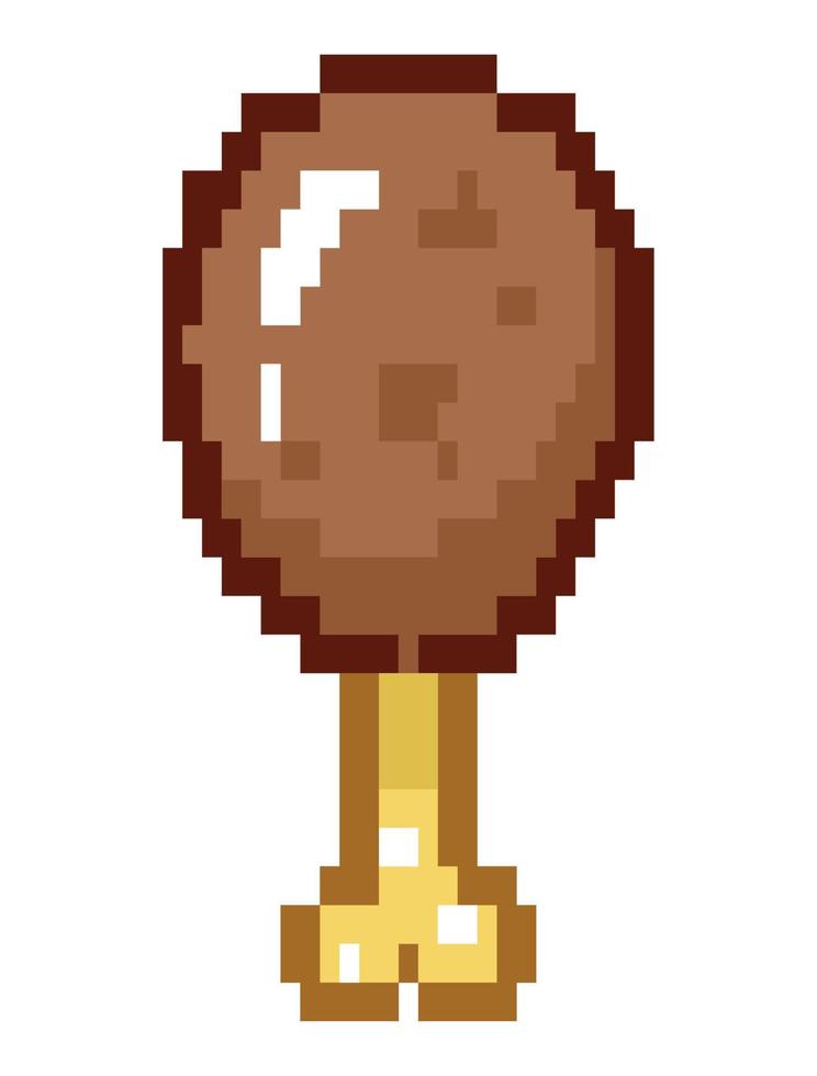 chicken leg pixel art vector