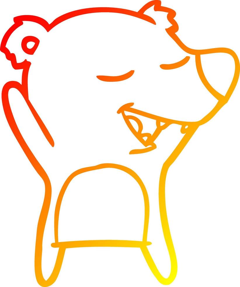 warm gradient line drawing cartoon bear vector