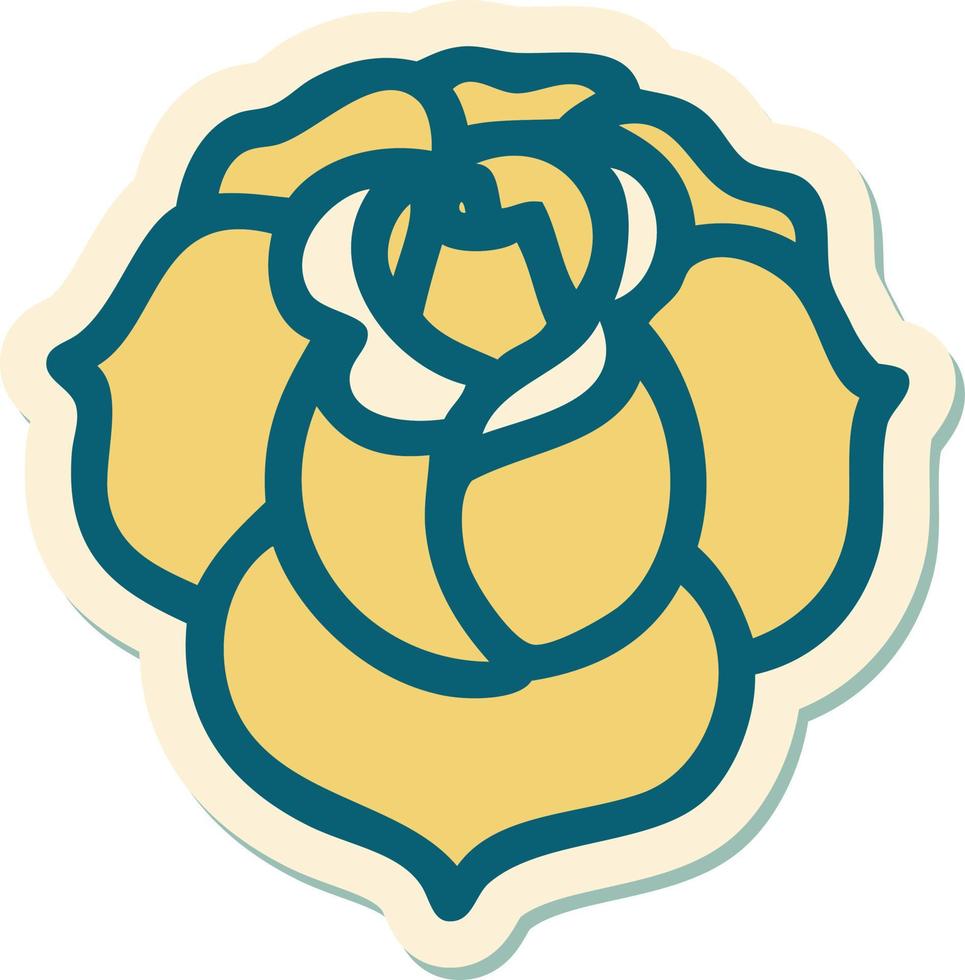 sticker of tattoo in traditional style of a flower vector