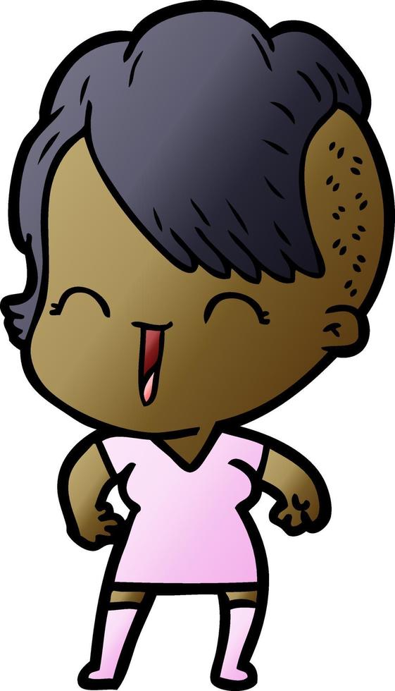 cartoon happy hipster girl vector