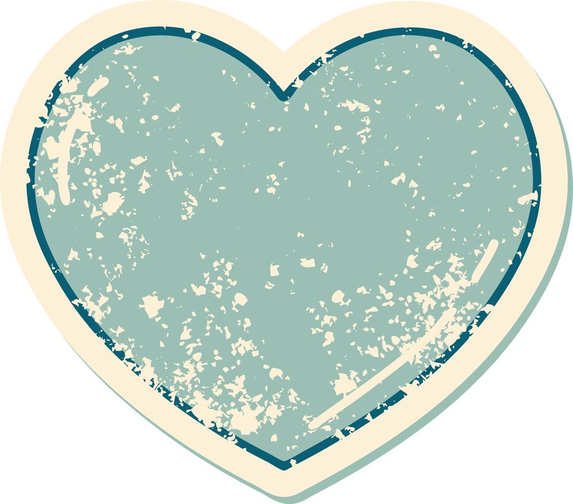 iconic distressed sticker tattoo style image of a heart vector