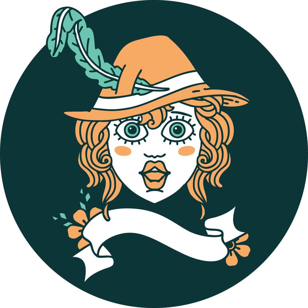 icon of human bard character face vector