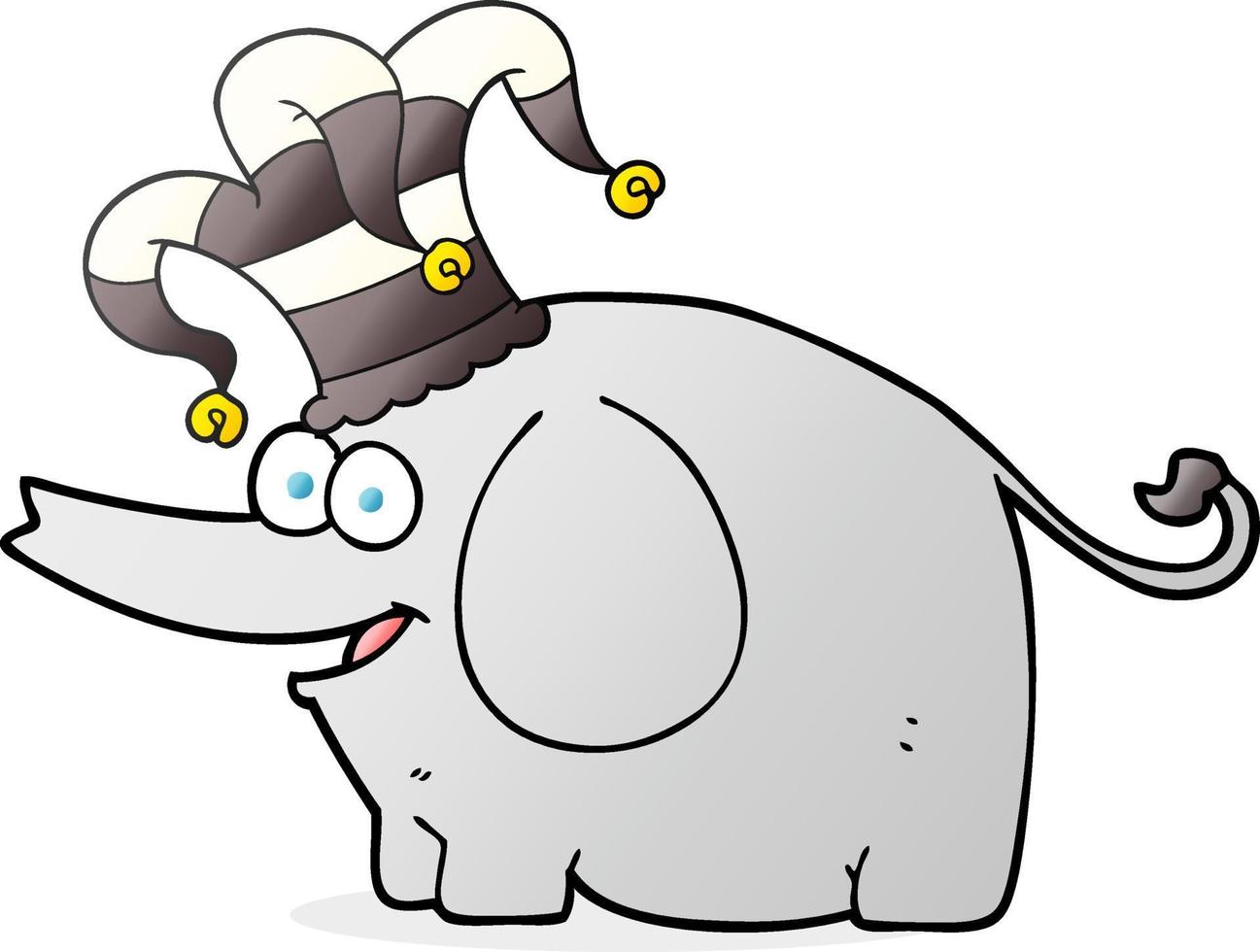 freehand drawn cartoon elephant wearing circus hat vector