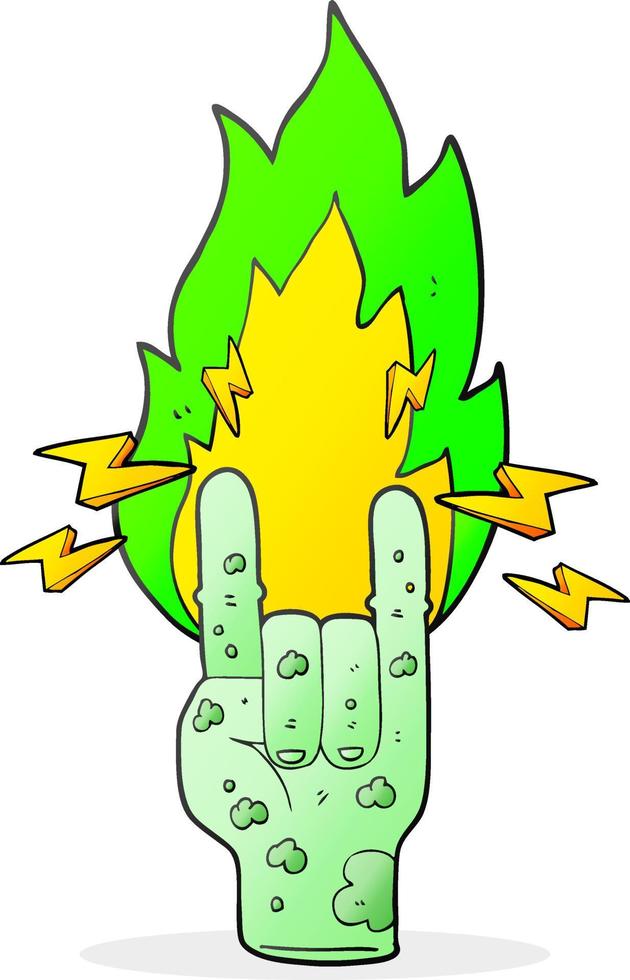 freehand drawn cartoon zombie hand making horn sign vector