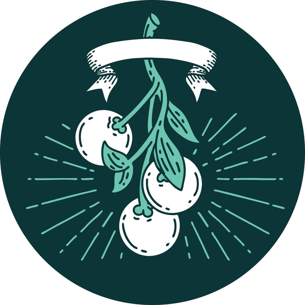 icon of a tattoo style mistletoe berries vector