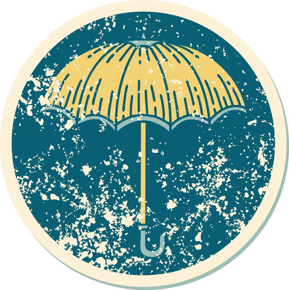 iconic distressed sticker tattoo style image of an umbrella vector