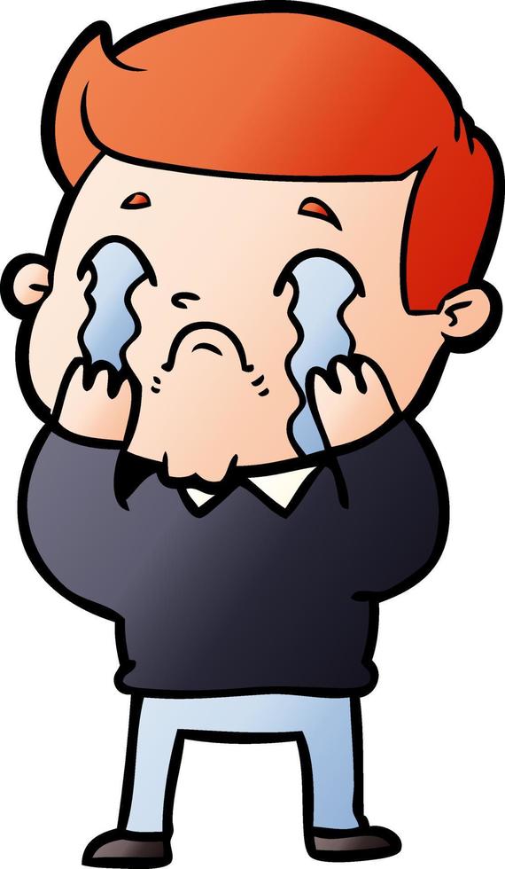 cartoon man crying vector