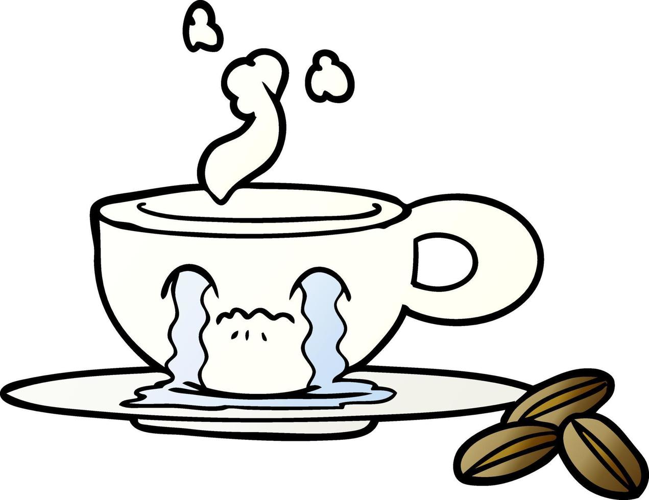 cartoon crying espresso mug vector