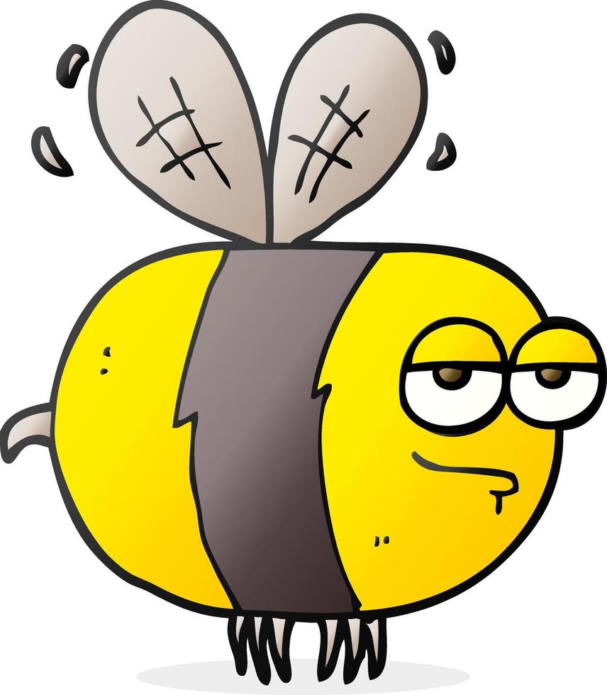 freehand drawn cartoon unhappy bee vector