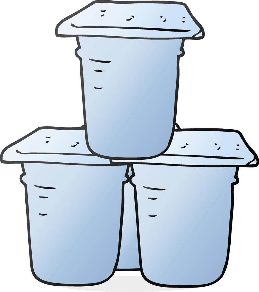 freehand drawn cartoon yogurt pots vector