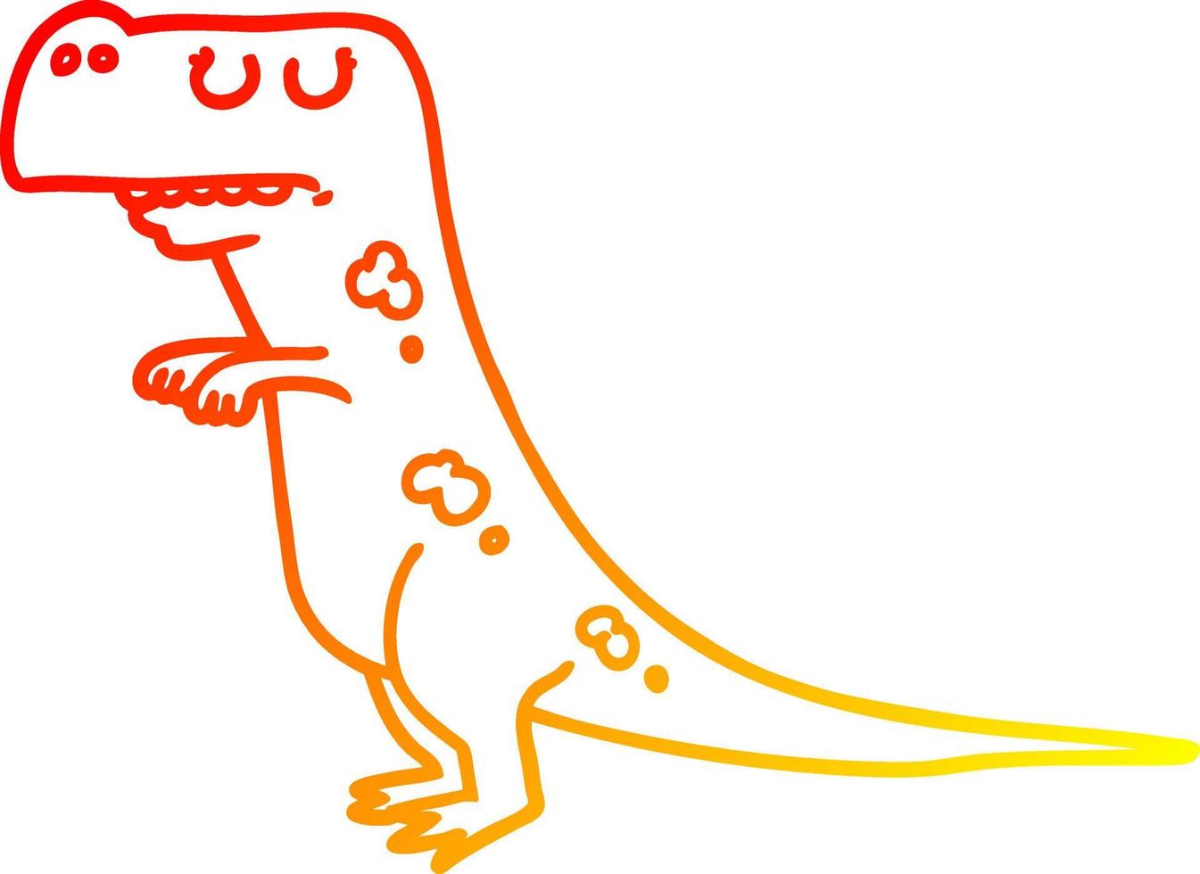 warm gradient line drawing cartoon dinosaur vector